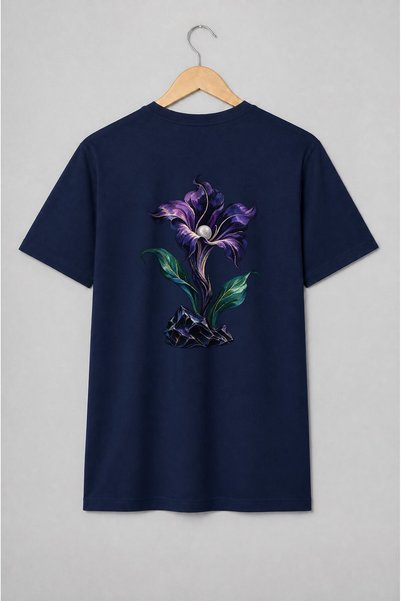 Generic Brand Tricou unisex cu Floare mov cu perlă și cristal, stil mistic