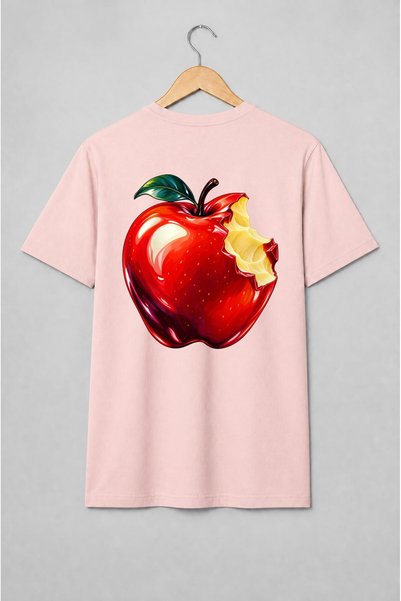 Generic Brand Tricou unisex cu Măr roșu mușcat pop-art