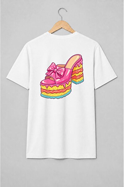 Generic Brand Tricou unisex cu Sandală tip sandwich cu fundă pop art