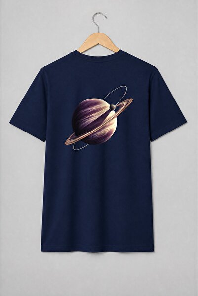 Generic Brand Tricou unisex cu Saturn cu inele în stil retro
