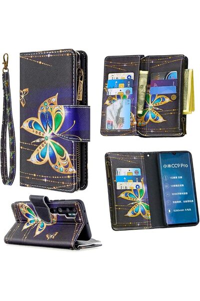 GENERAL Zipper Wallet Case for Xiaomi Note 10,Colorful 9 Card Slots Pu Leathe...