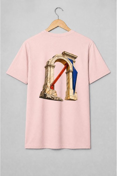Generic Brand Tricou unisex cu Arcadă clasică cu grindă roșie streetwear