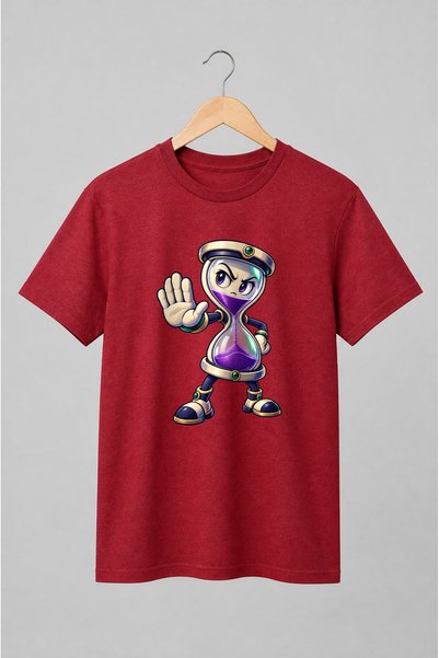 Generic Brand Tricou unisex cu Personaj clepsidră cu nisip mov pentru jocuri ...