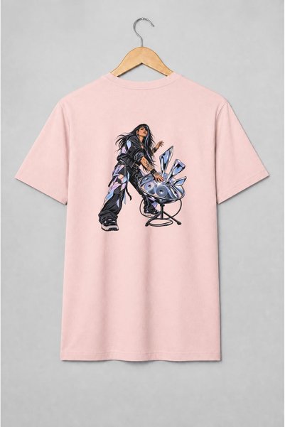 Generic Brand Tricou unisex cu Femeie DJ cu pick-up, stil alternativ