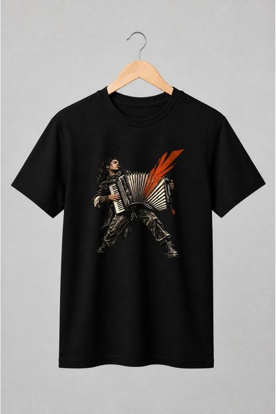 Generic Brand Tricou unisex cu Acordeonist cu acordeon stil urban vintage