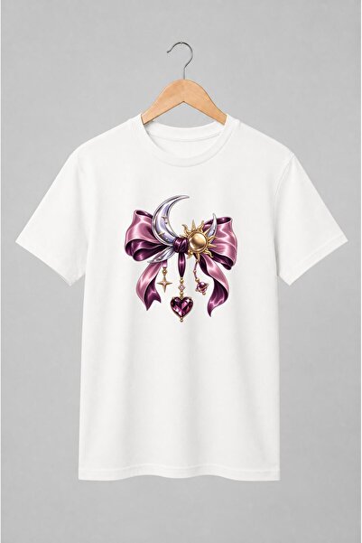 Generic Brand Tricou unisex cu Lună și soare cu fundă cosmică