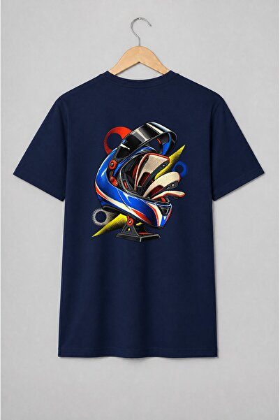 Generic Brand Tricou unisex cu Cască de motocicletă pop art