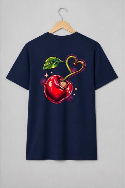 Generic Brand Tricou unisex cu Cireașă în formă de inimă pop art
