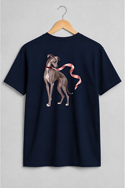 Generic Brand Tricou unisex cu Ogar italian cu panglică roz portret elegant