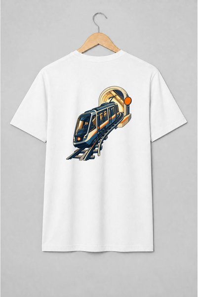 Generic Brand Tricou unisex cu Tren futurist