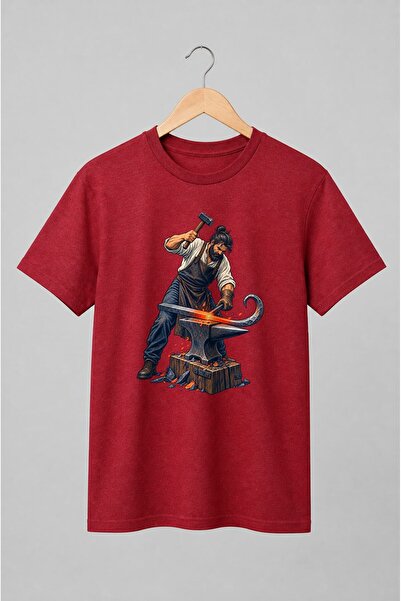Generic Brand Tricou unisex cu Fierar la nicovală în stil atelier