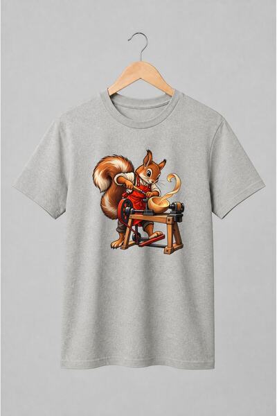 Generic Brand Tricou unisex cu Veveriță artizan la strung de lemn