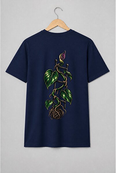 Generic Brand Tricou unisex cu Plantă cățărătoare pe spalier ilustrație botanică