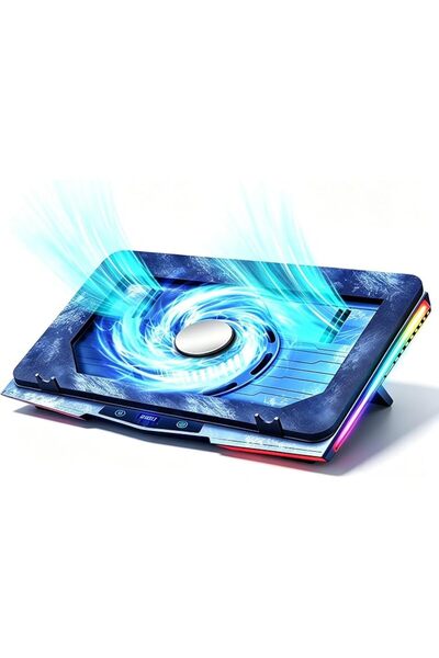 GENERAL RGB Laptop Cooling Pad with LCD Display, Fits 12.1-17.3 Inch Laptops
