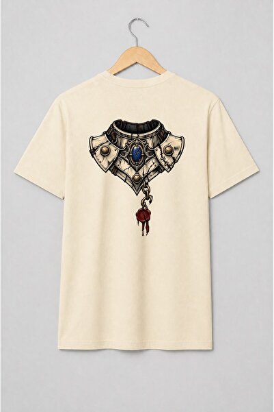 Generic Brand Tricou unisex cu Armură fantasy medievală cu cristal albastru