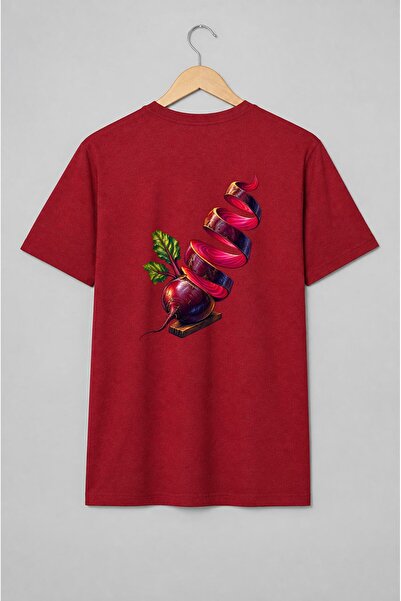 Generic Brand Tricou unisex cu Sfeclă roșie cu frunze – ilustrație culinară