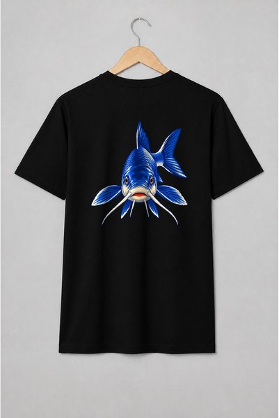 Generic Brand Tricou unisex cu Crap albastru pentru pescari