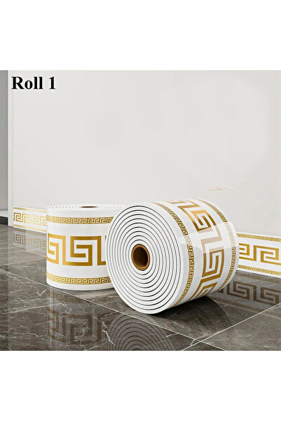 Bien Home 10x500 cm Beyaz Gold Renkler Rulo Halinde Ek Yersiz Tek Parça XPE Bordür Şerit Kendinden Yapışkanlı Köpük Duvar Kaplaması-BR214