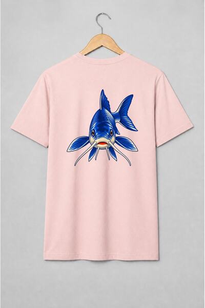Generic Brand Tricou unisex cu Crap albastru pentru pescari