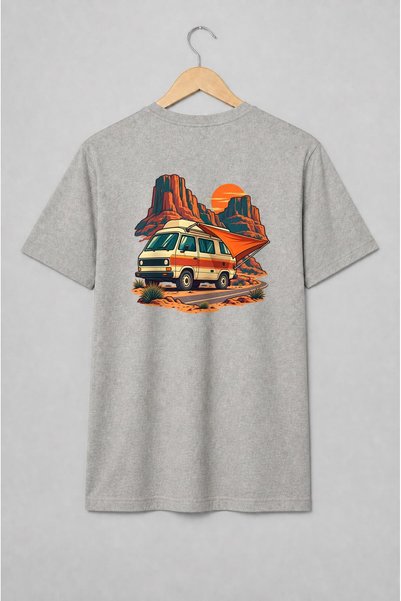 Generic Brand Tricou unisex cu Autorulotă retro în deșert