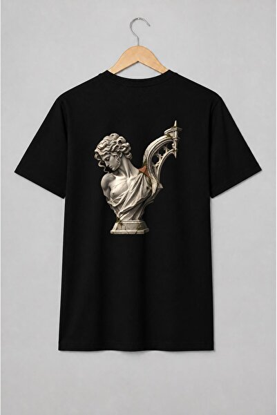 Generic Brand Tricou unisex cu Bust de statuie clasică cu arcadă gotică dark ...