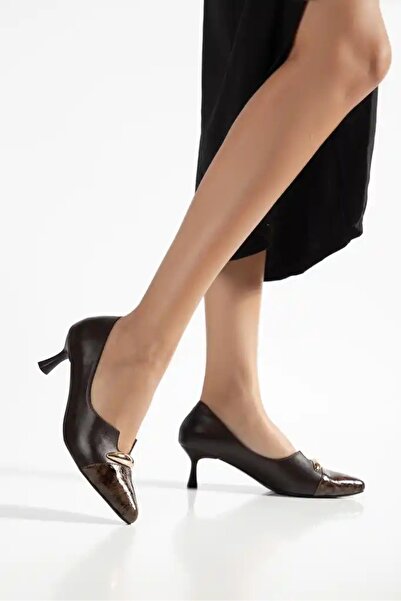 Pier Vino Pointed Toe Genuine Leather Printed Women's Shoes Pointed Toe