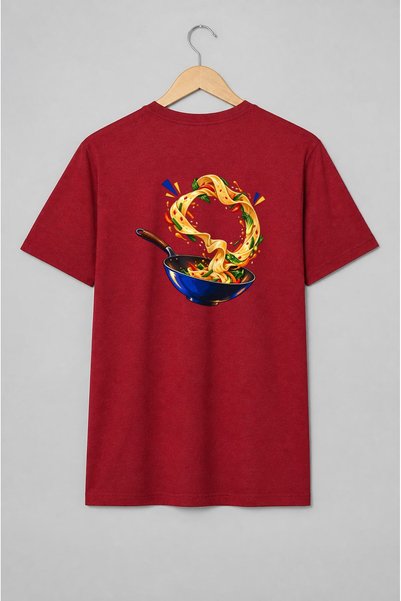 Generic Brand Tricou unisex cu Wok cu tăiței și legume în stil street food