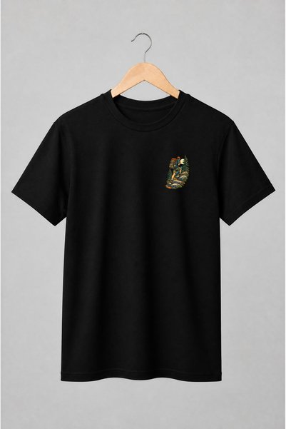 Generic Brand Tricou unisex cu Drumeț cu rucsac în pădure stil vintage