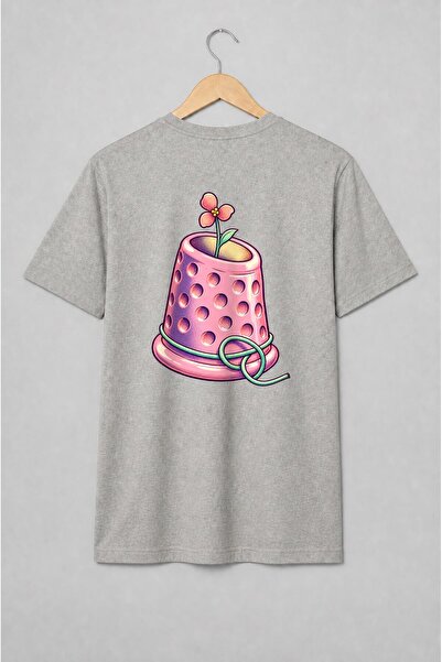 Generic Brand Tricou unisex cu Floare într-un degetar pop art