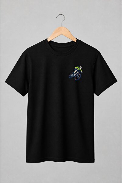 Generic Brand Tricou unisex cu Ciclist MTB în acțiune