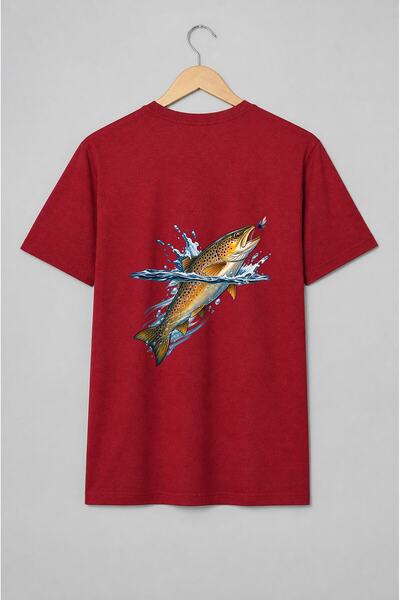 Generic Brand Tricou unisex cu Păstrăv în săritură pentru pescuit la muscă