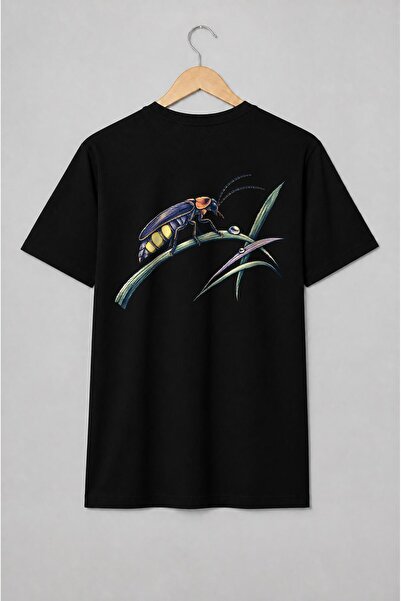Generic Brand Tricou unisex cu Licurici pe iarbă vintage