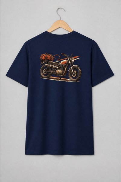 Generic Brand Tricou unisex cu Motocicletă scrambler vintage cu geantă de căl...