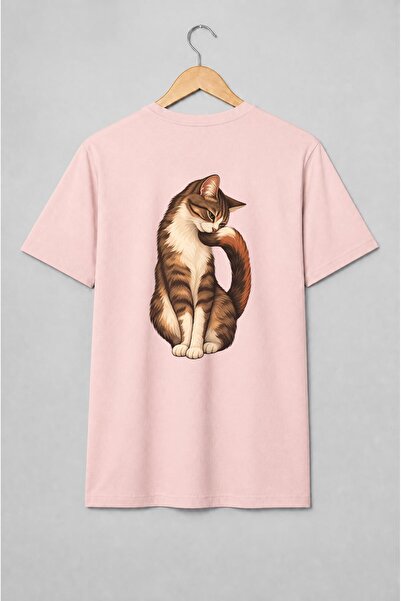 Generic Brand Tricou unisex cu Pisică tigrată pufoasă în portret