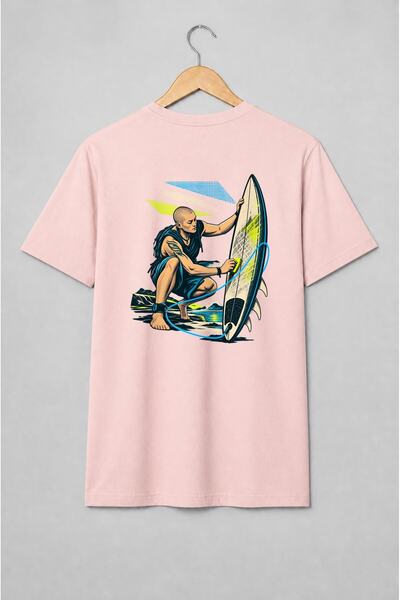 Generic Brand Tricou unisex cu Surfer cu placă de surf stil vintage