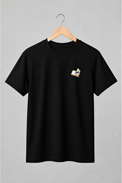 Generic Brand Tricou unisex cu Jurnal deschis cu semn de carte albastru vintage