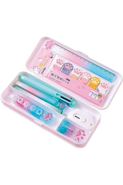 TERRIFI Cute Pink Stationery Set, Cat Paw Design School Supplies, Adorable Ka...
