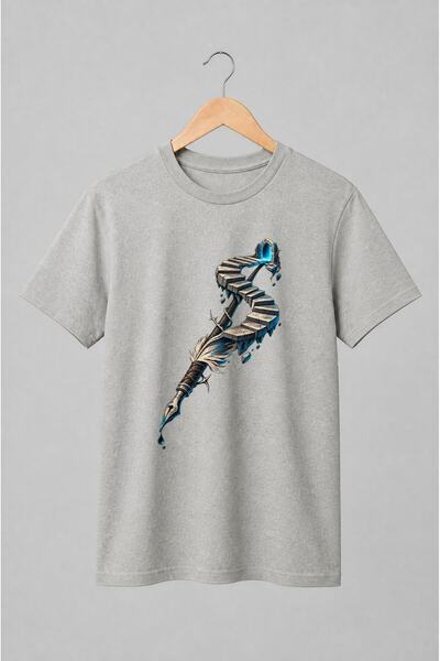 Generic Brand Tricou unisex cu Scară de piatră plutitoare cu portal albastru ...