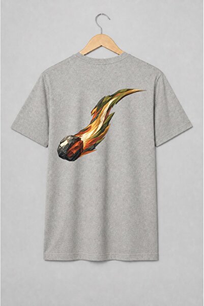Generic Brand Tricou unisex cu Meteor cu coadă de foc în stil low poly