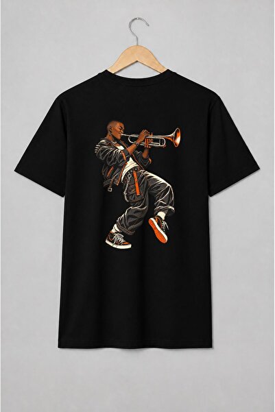 Generic Brand Tricou unisex cu Trompetist în stil streetwear