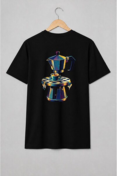 Generic Brand Tricou unisex cu Moka pot cu cafea espresso retro
