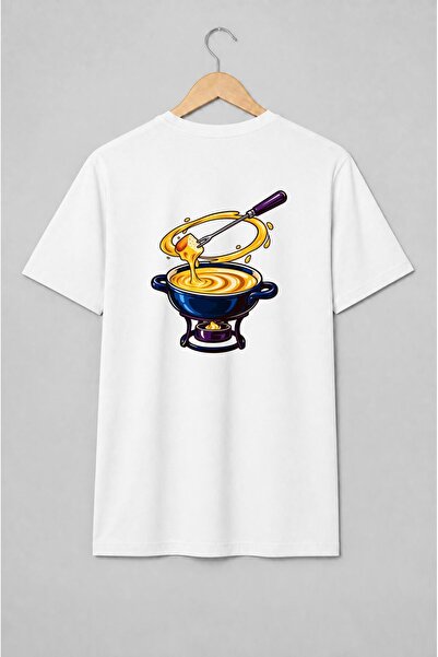 Generic Brand Tricou unisex cu Fondue cu brânză topită stil pop art