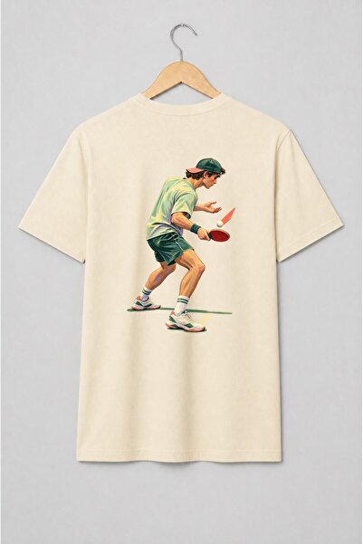 Generic Brand Tricou unisex cu Jucător de tenis de masă în acțiune stil retro