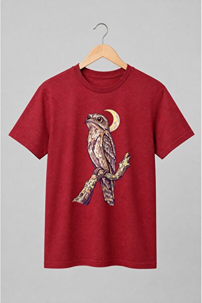 Generic Brand Tricou unisex cu Bufniță cu lună și flori stil vintage