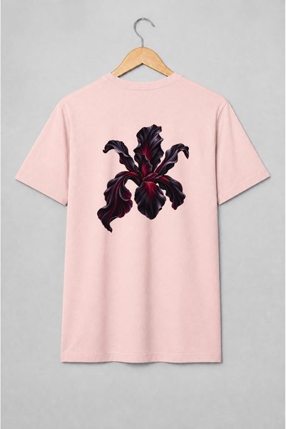 Generic Brand Tricou unisex cu Flori de iris în stil gotic