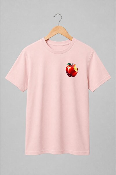 Generic Brand Tricou unisex cu Măr roșu mușcat pop-art