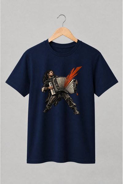 Generic Brand Tricou unisex cu Acordeonist cu acordeon stil urban vintage