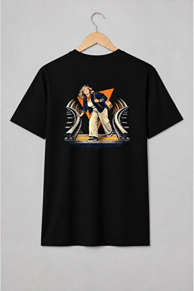 Generic Brand Tricou unisex cu Femeie călătoare pe peron, ilustrație vintage