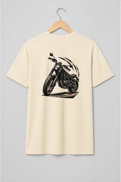 Generic Brand Tricou unisex cu Motocicletă în stil de gravură