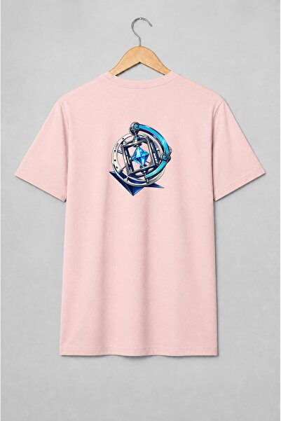 Generic Brand Tricou unisex cu Sferă armilară cu cristal albastru, stil futurist